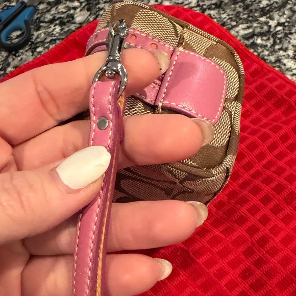 Coach Brown and Pink Patterned Wristlet - Picture 7 of 8